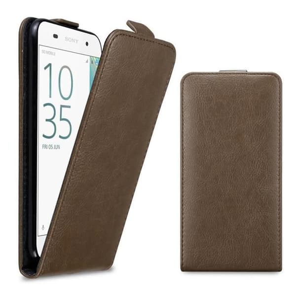 Etui för Sony Xperia E5 Flip-fodral i MÖRK BRUN Skydd brun
