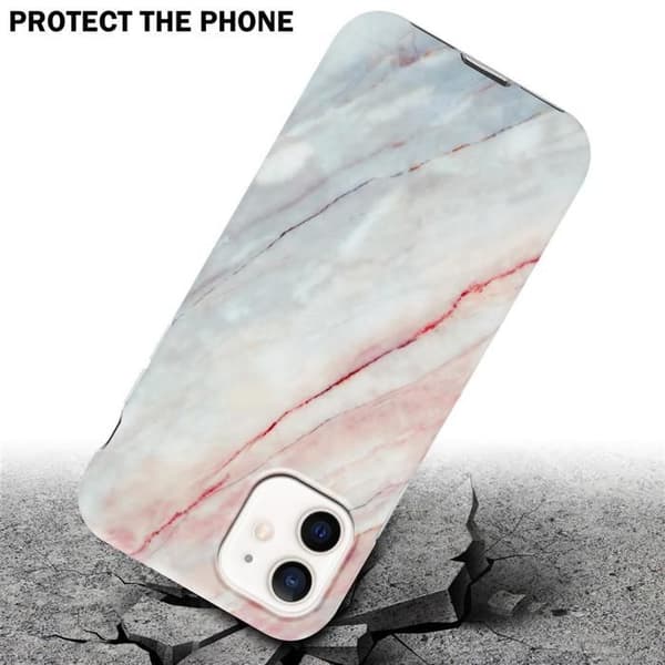 iPhone 12 PRO MAX-fodral i vit rosa marmor No. 21 Skyddsetui Ros