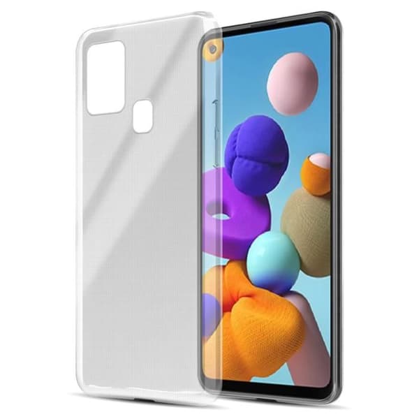 Transparent stötsäker silikonfodral för Samsung Galaxy A21s Vit