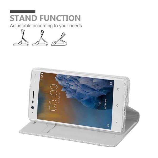 Flip-fodral för Nokia 3 2017 Klassisk Silver Plånbok Stötsäker Grå
