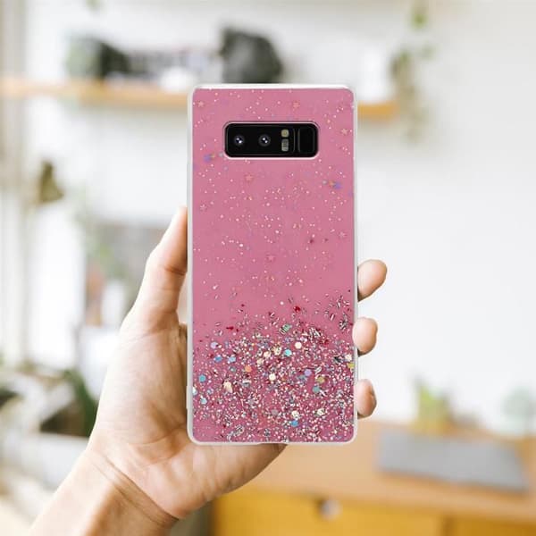 Skal för Samsung Galaxy NOTE 8 Rosa med Glitter Skydd Design med Glitter Ros