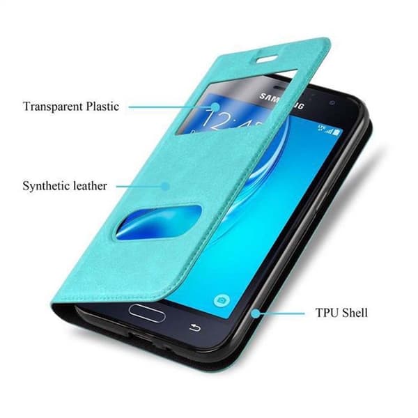 Flipfodral för Samsung Galaxy J1 2015 Fodral i MINTGRÖN Skydd Blå