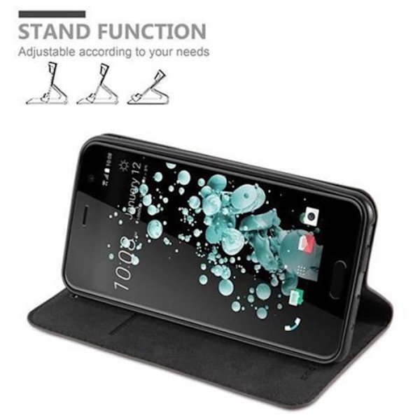 Cadorabo HTC U PLAY Fodral KAFFEBRUN Osynlig MAGNETSTÄNGNING Fodralskydd Stöder stativ och kortplats