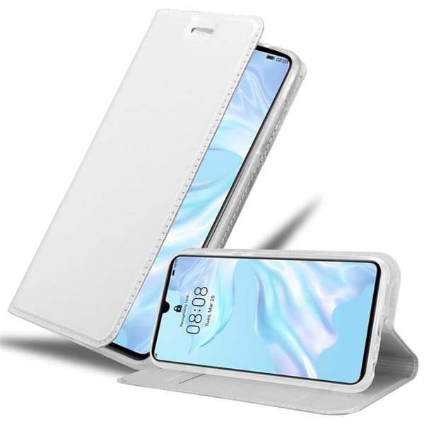 Fodral med lock för Huawei P30 Plånbok i KLASSISK SILVER Stötsäker Grå