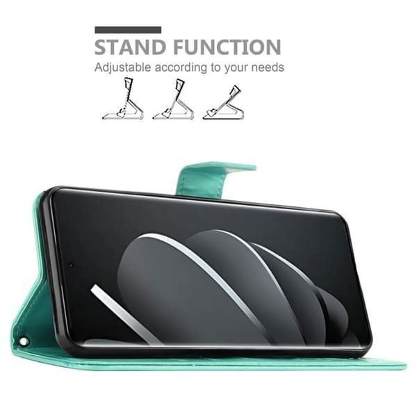 Fodral med lock för Xiaomi RedMi Note 14 Pro 5G, Turkos Blommig Design, Plånboksfodral Blå