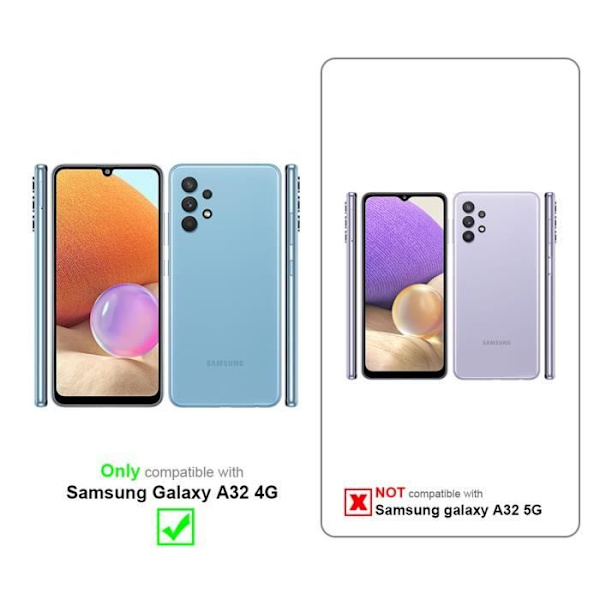 Samsung Galaxy A32 4G fodral - CADORABO - SILVER AGATE - Clear View - Spegelskydd - 360 grader Pengar