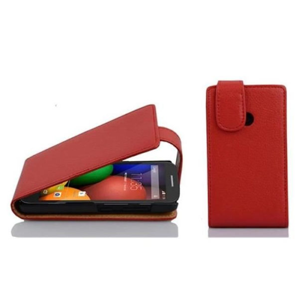 Cadorabo Motorola MOTO E DESIGN FLIP-stil Fodral fodral i konstläder Struktur KÖRSBÄRSRÖD