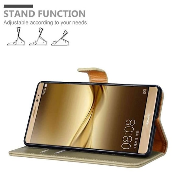 Fodral till Huawei MATE 8 - CADORABO - Brun - Imiterat läder - Stativfunktion - Kortfack kastanj