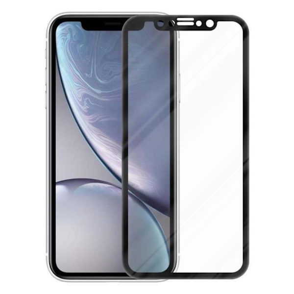 Cadorabo härdat glas för Apple iPhone XR i TRANSPARENT med SVART - Skärmskydd med full täckning för display -