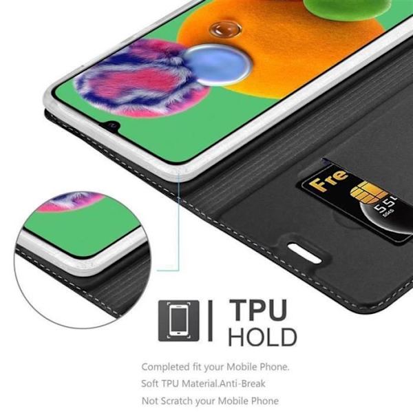 Fodral - CADORABO - Samsung Galaxy A90 5G - Svart - Halvstyv - Magnetisk stängning Svart