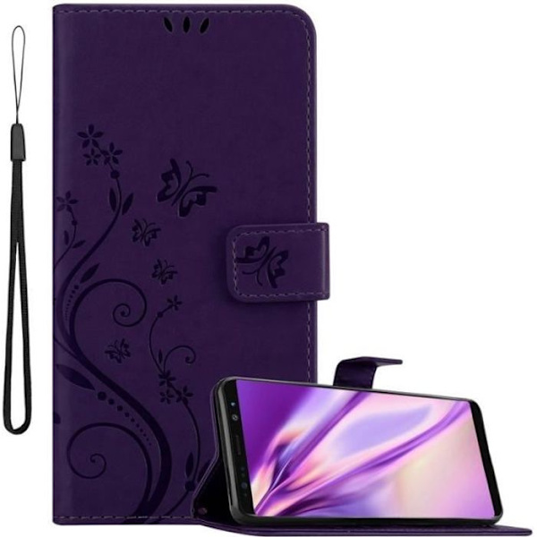 Coque - CADORABO - Samsung Galaxy NOTE 8 - Simil läder - Blommig - Ställfunktion och kortfack Lila