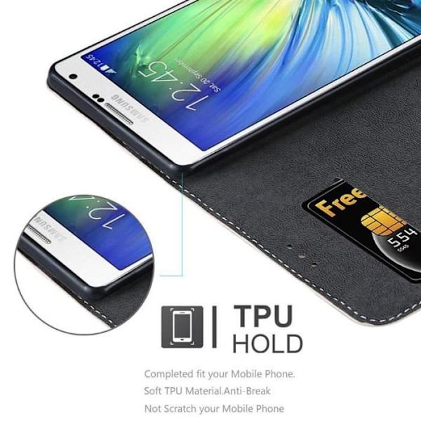 Plånboksfodral - CADORABO - Galaxy A7 2015 - Läderimitation - Magnetisk stängning - Kortfack Svart