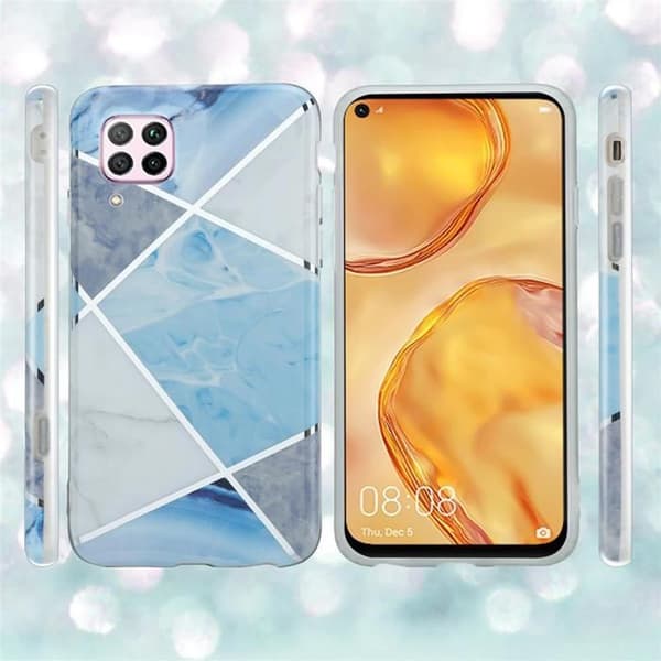 Skal för Huawei NOVA 6 SE / P40 LITE / NOVA 7i i Marmor Grå Vit Blå Nr. 2 Skyddsetui Blå