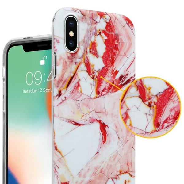 Coque - CADORABO - iPhone X / XS - Marmor Vit Rosa - Skydd i TPU-silikon - Trendig Design Vit, Rosa