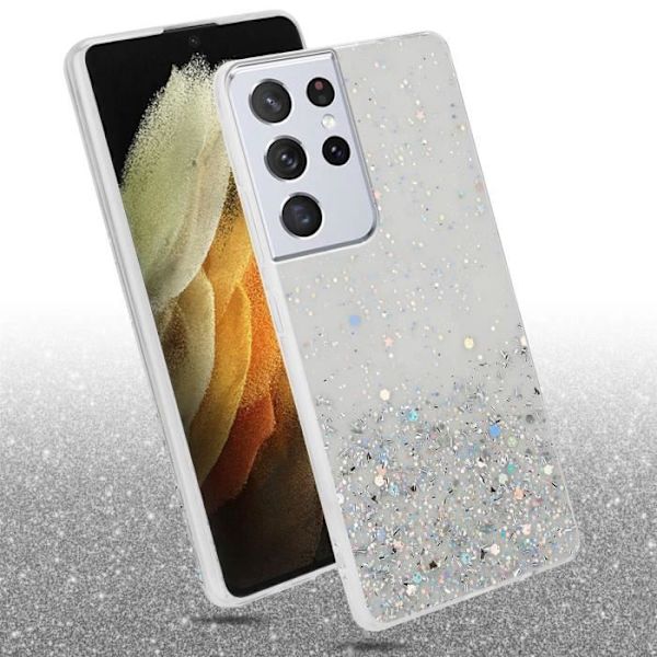 Fodral till Samsung Galaxy S21 ULTRA Transparent fodral med glitterfodral Skyddande silikon TPU Glitter paljetter Transparent med glitter