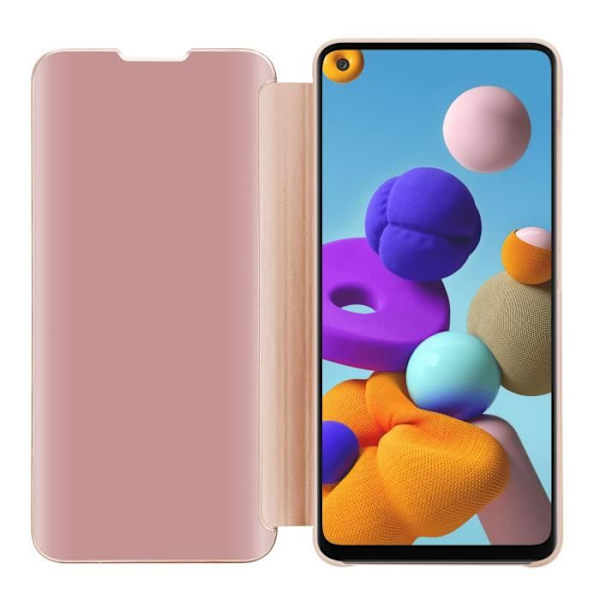 Fodral - CADORABO - Samsung Galaxy A21s - Clear View - 360 graders skydd - Rosa Rosa