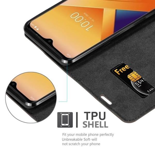 Telefonskal - CADORABO - WIKO Y81 - Kaffeebrun - Syntetiskt läder - Magnetisk stängning kaffe brunt