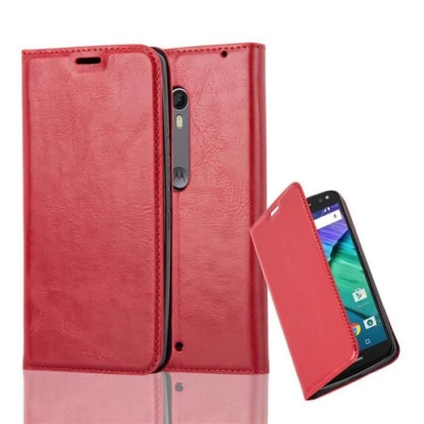 Lenovo (Motorola) MOTO X STYLE Fodral i APPLE RED från Cadorabo (INVISIBLE MAGNETIC CLOSURE Design) Skyddsfodral