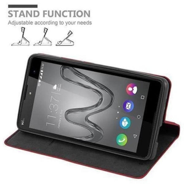 Wiko ROBBY Fodral i APPLE RED från Cadorabo (INVISIBLE MAGNETIC CLOSURE Design) Helt skyddsfodral med flip flik