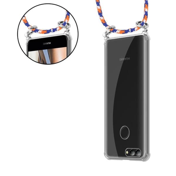 Mobilskal för Huawei NOVA 2 med axelrem i ORANGE BLÅ VIT med justerbar snodd Blå