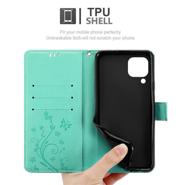 Fodral med lock för Huawei NOVA 6 SE / P40 LITE / NOVA 7i Turquoise Blommönster Skydd Design Blommig Plånbok Blå