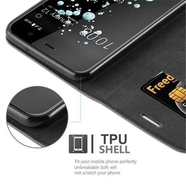 Cadorabo HTC U PLAY Fodral KAFFEBRUN Osynlig MAGNETSTÄNGNING Fodralskydd Stöder stativ och kortplats