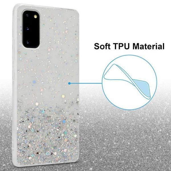 Fodral till Samsung Galaxy S20 Transparent fodral med glitterfodral Skyddande silikon TPU Glitter paljetter Transparent med glitter