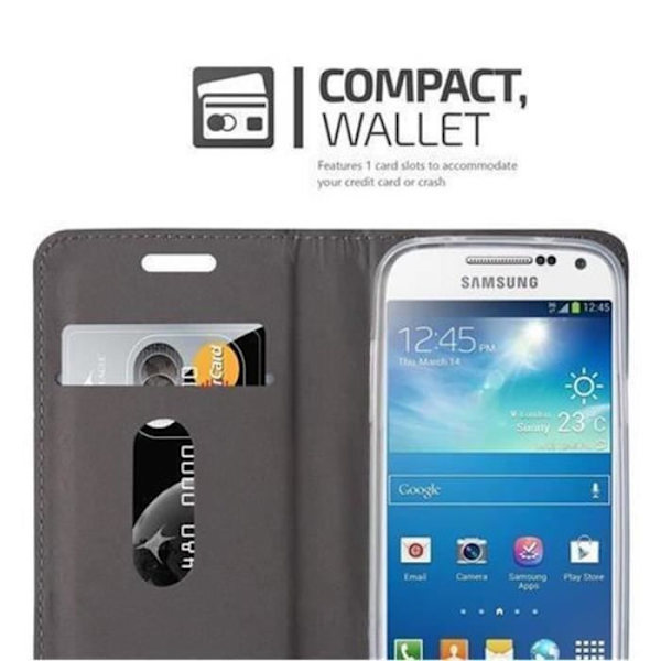 Coque - Cadorabo - Samsung Galaxy S4 MINI - Similicuir - Tyg - Fullständigt skydd MÖRKBLÅ SVART