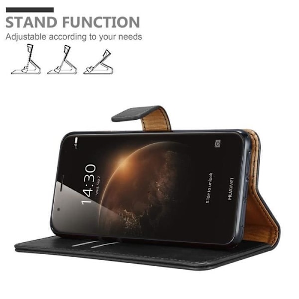 Fodral till Huawei G7 PLUS/G8/GX8 - CADORABO - Svart - Magnetisk - Mjuk - Stativfunktion Svart