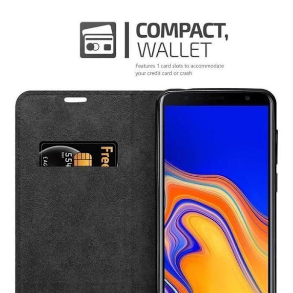 Coque portefeuille - CADORABO - Samsung Galaxy J6 PLUS - Syntetiskt läder - Magnetstängning - 360° flip Svart