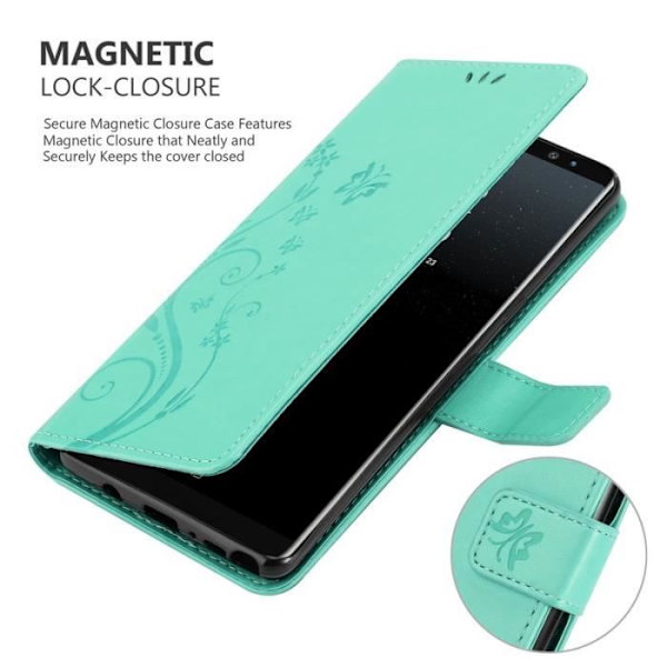 Cadorabo Fodral för Samsung Galaxy NOTE 8 i grönt - blommönster Grön