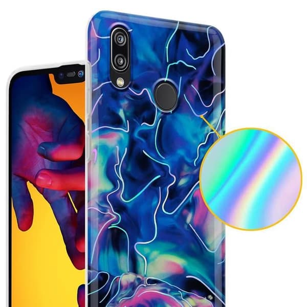 Skyddsfodral för Huawei P20 LITE 2018 / NOVA 3E i Blå Rosa Marmor Nr. 17 Blå