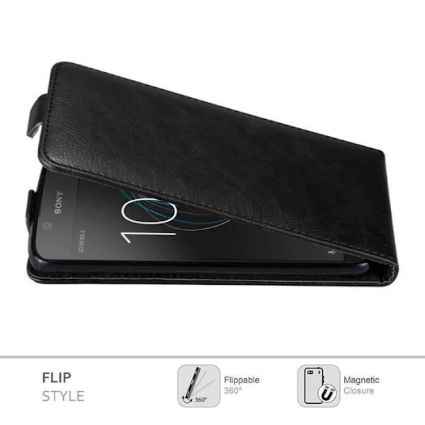 Skyddsfodral - CADORABO - Sony Xperia L1 - Syntetläder - Svart - Magnetisk stängning Svart
