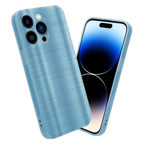 iPhone 14 PRO Fodral Borstad Turkos Kameraskydd Blå