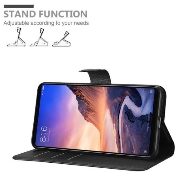 Coque - CADORABO - Xiaomi Mi Max 3 - Similicuir - Ställningfunktion - Magnetstängning Svart