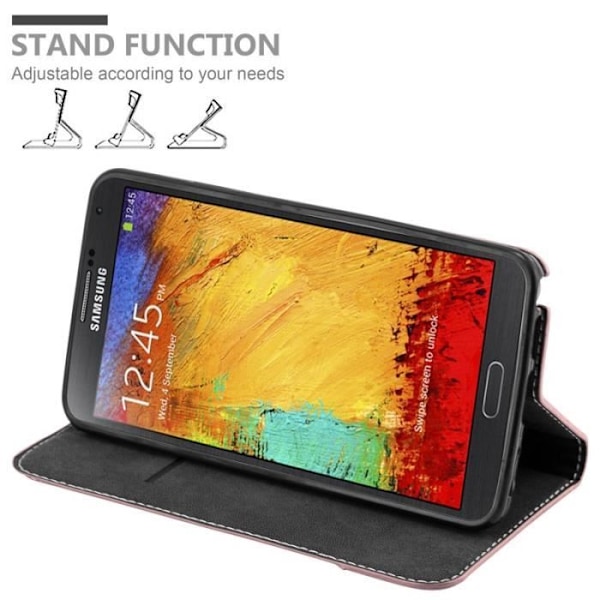Cadorabo Fodral Samsung Galaxy NOTE 3 ROSA SVART IMITATION (LÄDER/MOKA) Fodral Fodral Magnetisk Fodral Fodral stöder stativ och kortplats
