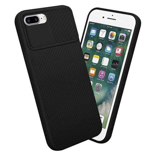 Hus - CADORABO - iPhone 7 PLUS / 7S PLUS / 8 PLUS - Silikon TPU - Skydd för kamera - Svart Svart