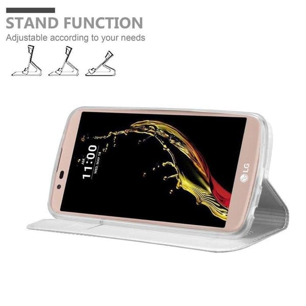Flip-fodral för LG K10 2016 Etui i KLASSISK SILVER Plånbok Stötsäker Grå