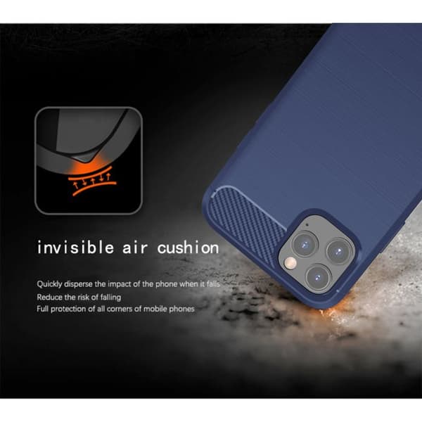 Skal för iPhone 11 PRO MAX BORSTAD BLÅ Kolfiberdesign Blå