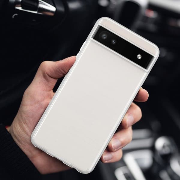 Transparent stötsäker silikonfodral för Google PIXEL 6A Vit