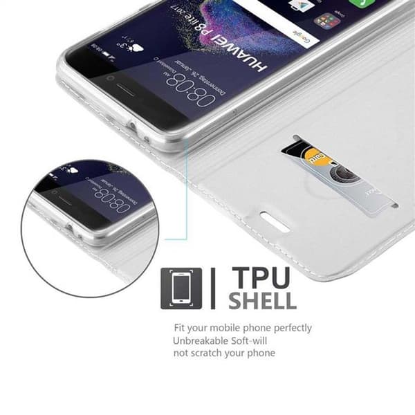 Fodral med lock för Huawei P8 LITE 2017 / P9 LITE 2017 Klassisk Silver Plånbok Stötsäker Grå