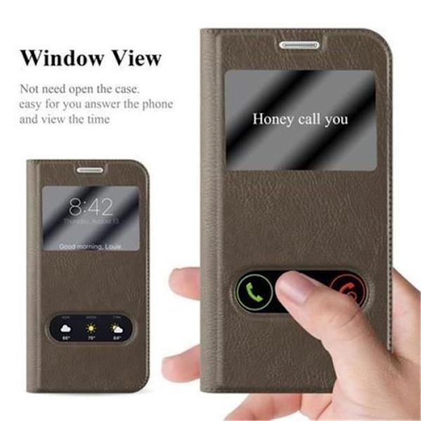 Samsung Galaxy S6 EDGE i STONE BROWN av Cadorabo (Design VIEW) Fullt skyddsfodral med Clamshell Flip, horisontellt stativ