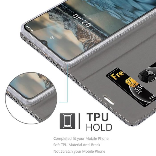 Étui för Nokia 2.4 - CADORABO - Book Case i Syntetiskt Läder - Grå Svart - Magnetisk Stängning - Ställfunktion MÖRKGRÅ