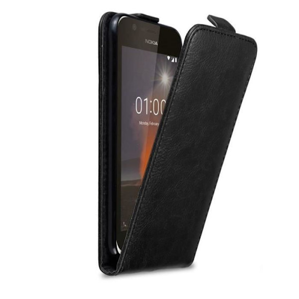 Coque - CADORABO - Nokia 1 2017 - Syntetiskt läder - Flip - Magnetstängning Svart