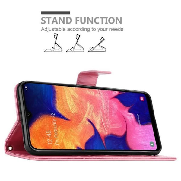 Fodral till Samsung Galaxy A10 - CADORABO - Blommönster - Imiterat läder - Stativfunktion - 3 kortplatser Rosa