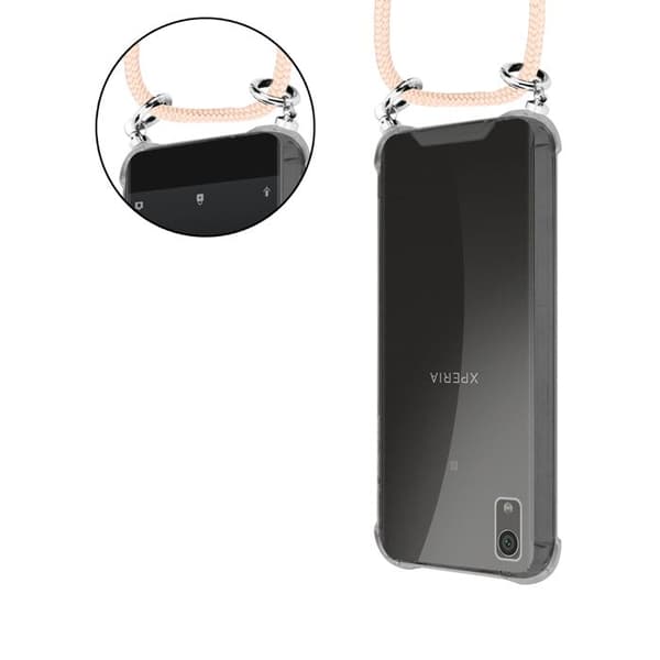 Mobilskal för Sony Xperia XA1 PLUS med justerbar axelrem i ROSÉ PERLÉ. Ros