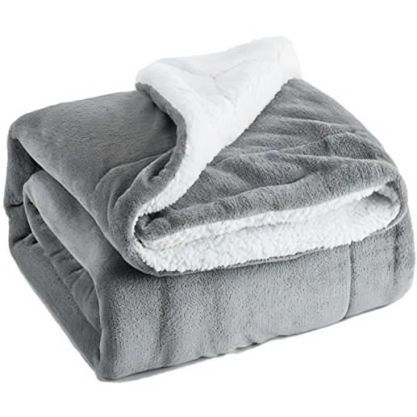 Intirilife Soft Sherpa filt i grått - varm och fluffig filt inomhus utomhusfilt