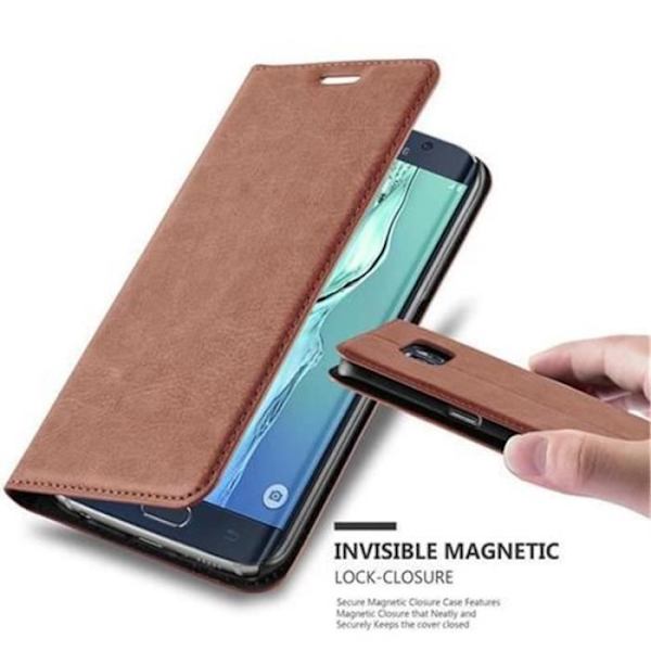 Samsung Galaxy S6 EDGE Fodral i MEDIUM BRUN från Cadorabo (INVISIBLE MAGNETIC CLOSURE Design) Fullt skyddsfodral med
