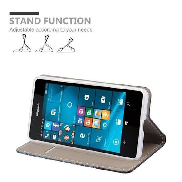 Nokia Lumia 950 Fodral i MÖRKBLÅ SVART från Cadorabo (TYG-LÄDERDESIGN) Helt skyddsfodral med flipskydd och Mörkblå