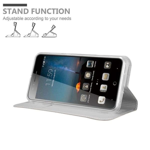 Flip-fodral för ZTE Blade A612 i KLASSISK SILVER Plånbok Stötsäker Grå